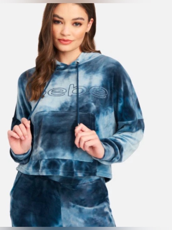 bebe Sweaters - Bebe Sport Hoodie Women's XL Blue Plush Tie Dye Y2K